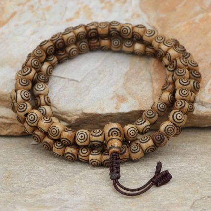 Brown Carved Yak Bone Japa mala