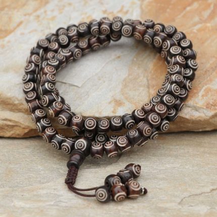 Black Carved Yak Bone Japa Mala