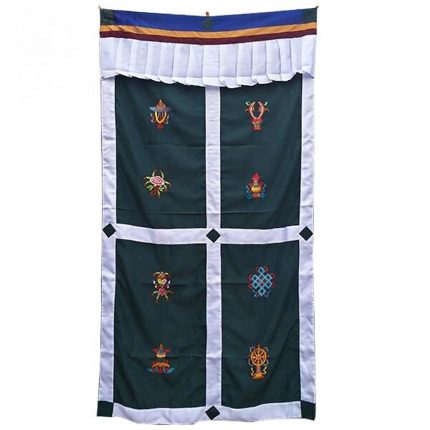 Eight Auspicious Symbol Embroidered Silk Door Curtain