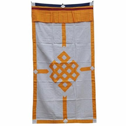 Yellow Tibetan Cotton Door Curtain with Endless Knot