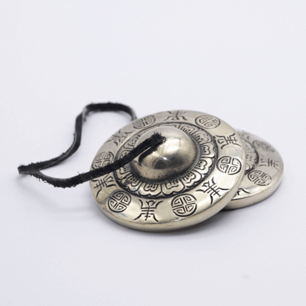 Auspicious Symbols Carved Tingsha Brass Bells