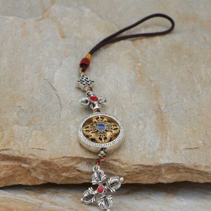 Tibetan Double Dorje Metal Keychain