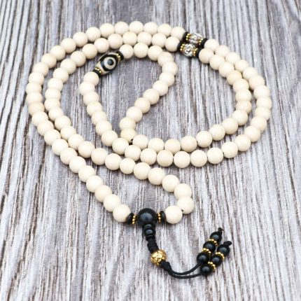 Handmade Wood Jasper Mala/Prayer Mala With Dzi bead & Mantra bead