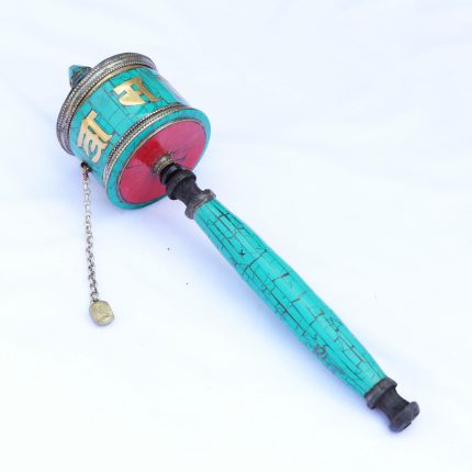 Tibetan Inlaid Stone Hand Prayer Wheel