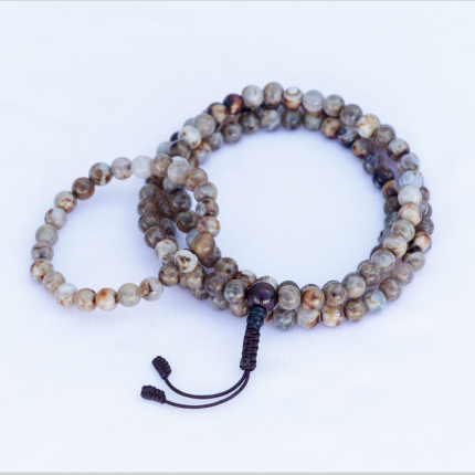 Natural Mexican Crazy Lace Agate Stone Round Beads Mala & Wrist mala / Bracelet set