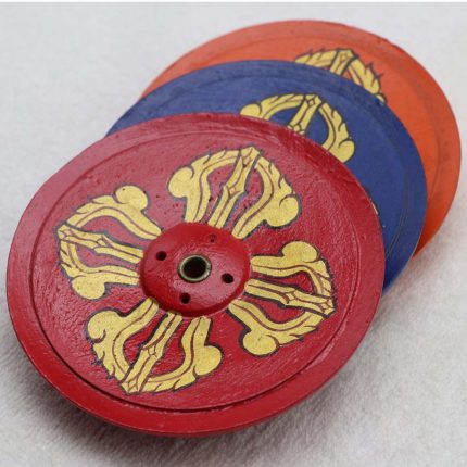 Double Dorjee Painted Wooden Incense Burner