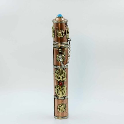 Round Incense Holder with Blue on Top and Tibetan Symbols