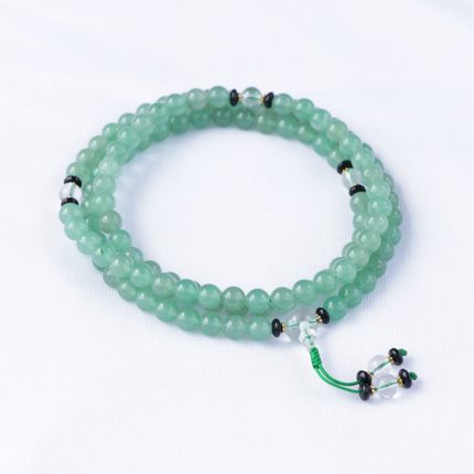 Green Aventurine Stone Japa Mala & Crystal Spacer