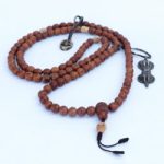 Antique Phoenix Eye Nepali Bodhi Seed Mala With Mala Counter handcrafted in Nepal with skull beads and Dorje tassel