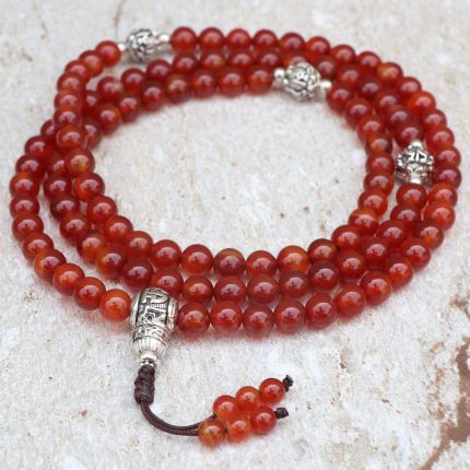Tibetan Mantra Carnelian Stone Prayer Mala