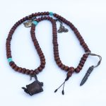 Nepali Bodhi Seed Mala 12mm 108 beads turquoise brass handmade Nepal