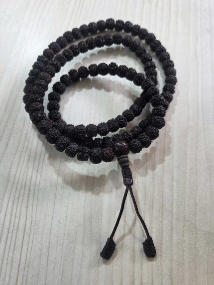 Black Rudraksha Seed Japa Mala – Powerful Handmade 108 Beads Spiritual Mala