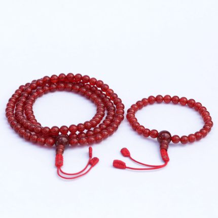6 MM Carnelian Stone Japa Mala & Wrist Mala Pair