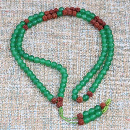 Jade Stone Yoga Mala With Rudraksha Seed