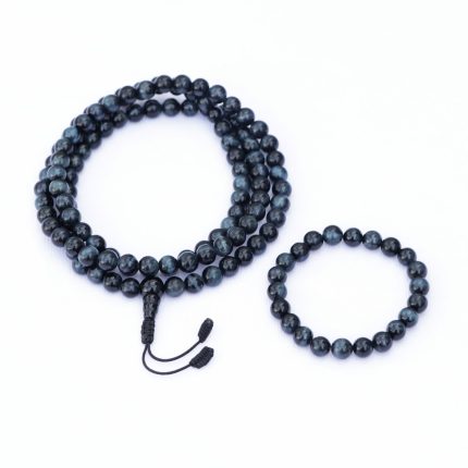 Black Tiger Eye Stone Japa Mala & Wrist Mala/ Bracelet Set