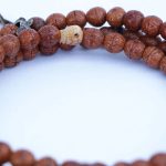Antique Phoenix Eye Nepali Bodhi Seed Mala With Mala Counter handcrafted in Nepal with skull beads and Dorje tassel