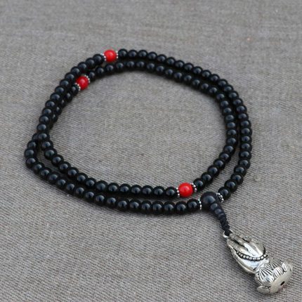 Namaste Hand Black Onyx Stone Mala