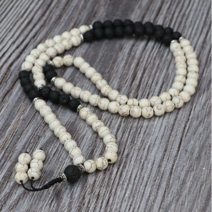 Howlite Stone Japa Mala With Lava Stone Spacer