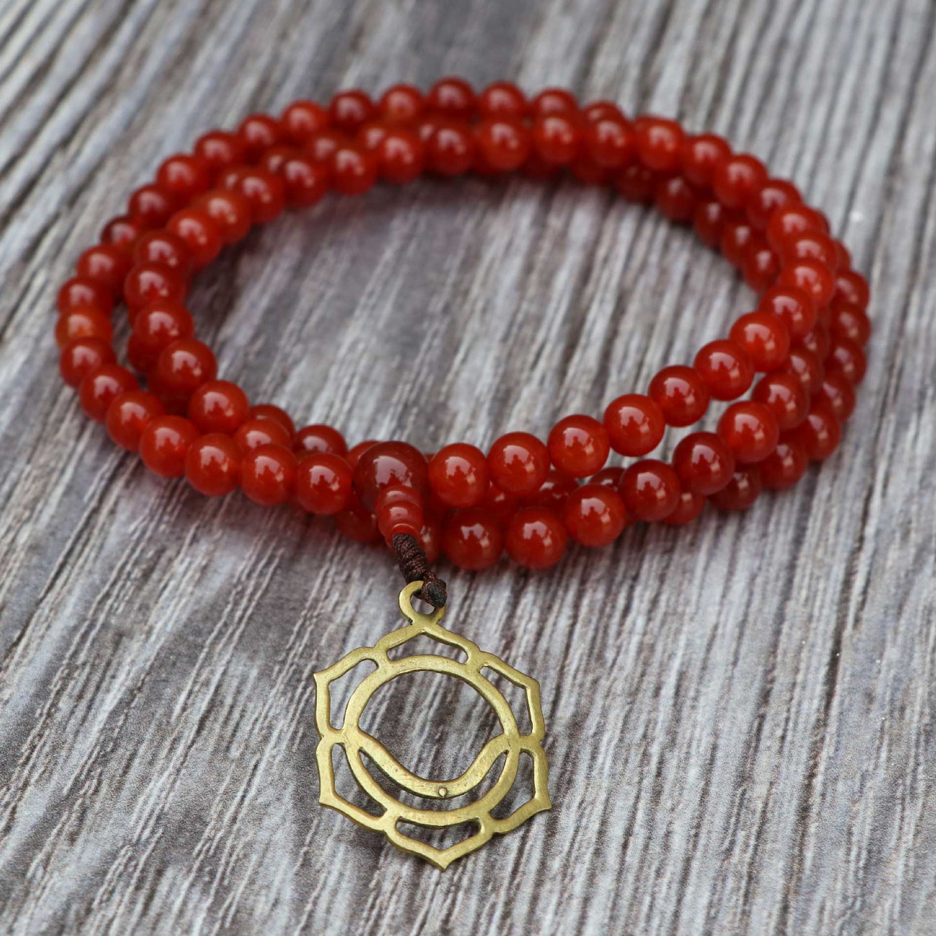 520b98f6-90e1-44de-9a3e-3fc8fe8242f7 Seven Chakra Carnelian Stone Japa Mala