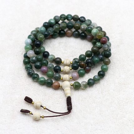 108 Beads Blood Stone Mala with Howlite stone Spacer