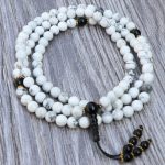 Howlite Stone Japa Mala With Black Onyx Spacer