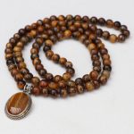 Tiger Eye Stone Japa Mala With Tiger Eye Pendant