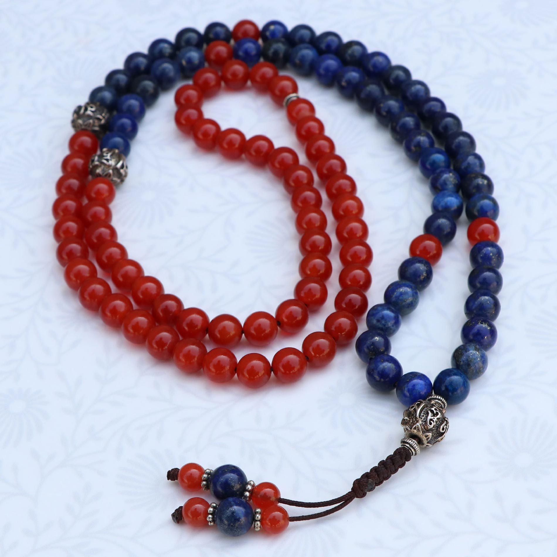 de02fc6e-13cb-4b80-bb42-c6d5e189d658 Lapis Lazuli Stone & Carnelian Stone Prayer Mala