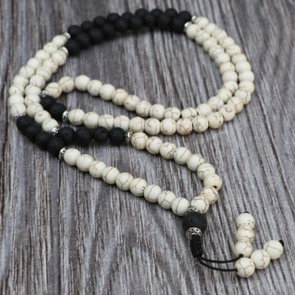 Howlite Stone Japa Mala With Lava Stone Spacer