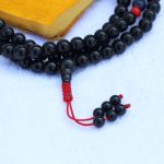 Inlaid Brass Bead Black Onyx Stone Mala
