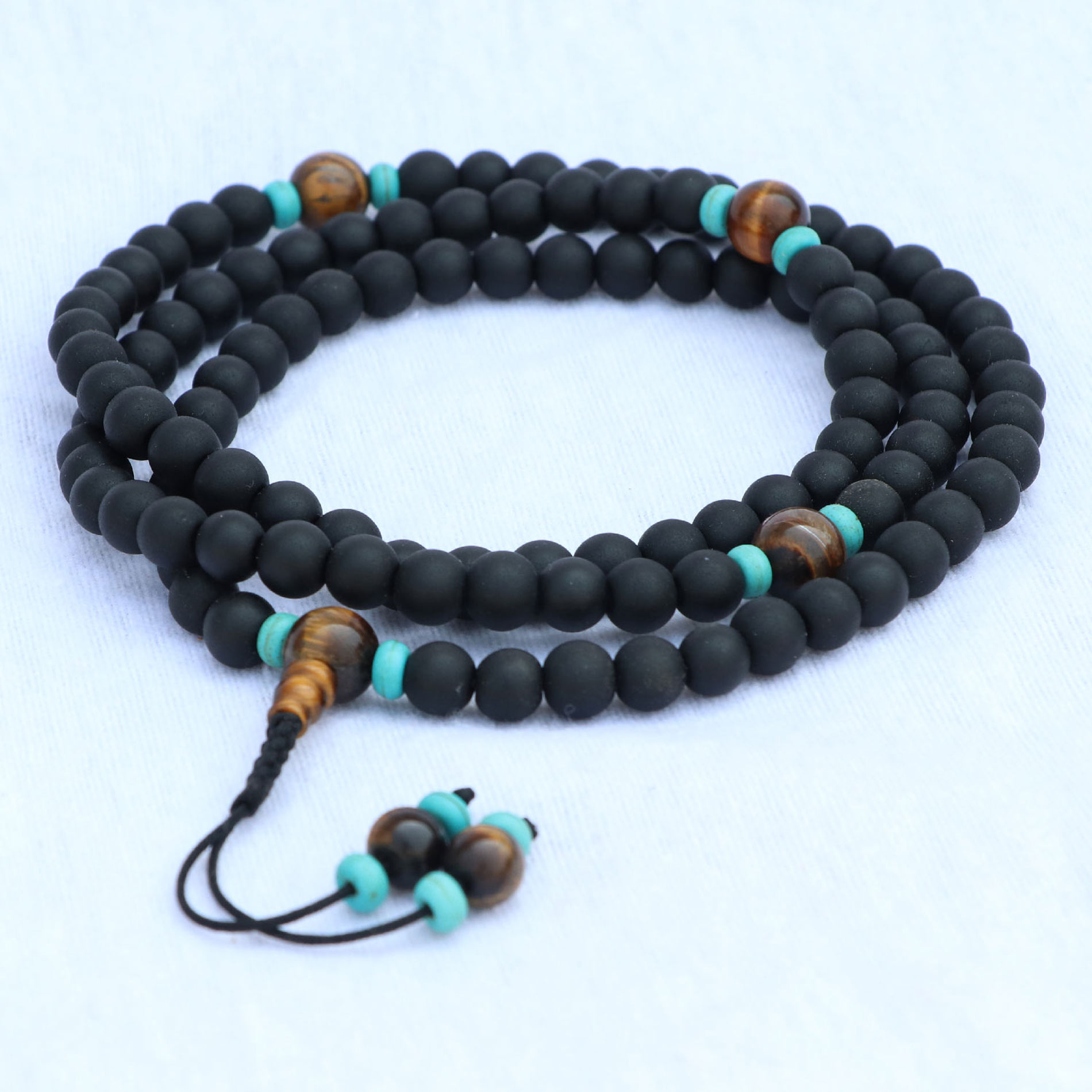 2edb9ecd-1089-4e6a-9147-5db89dee731d Matte Onyx Stone Mala With Tiger Eye Spacer