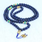 Buddha Head Lapis Lazuli Stone Japa Mala with Elephant Bead Spacer
