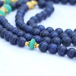 Buddha Head Lapis Lazuli Stone Japa Mala with Elephant Bead Spacer