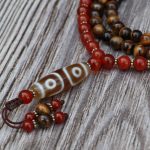 3 Eye Dzi Tiger Eye Prayer Mala With Carnelian Stone
