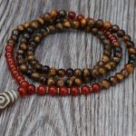 3 Eye Dzi Tiger Eye Prayer Mala With Carnelian Stone