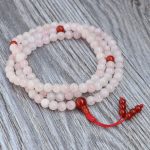 Rose Quartz Stone Japa Mala with Carnelian Spacer