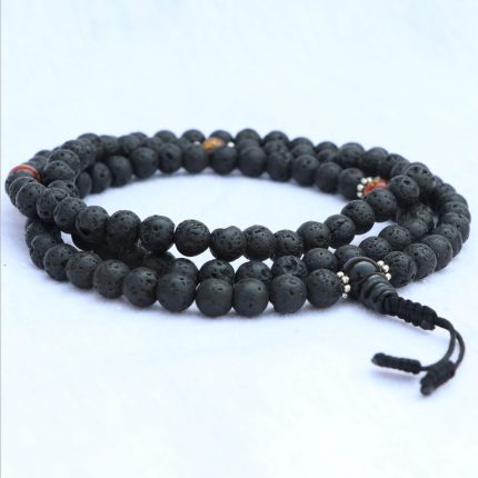 Lava Stone Yoga Mala With Carnelian Spacer