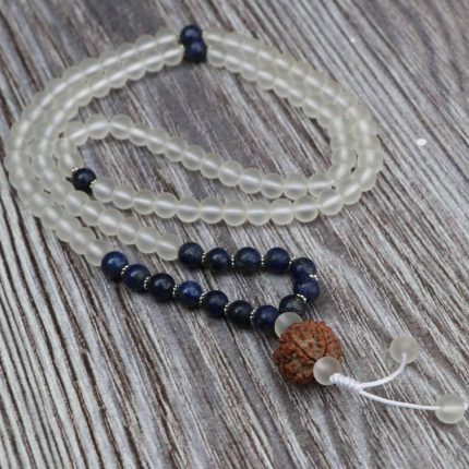 Mix Matt Crystal & Lapis Lazuli Stone Japa Mala