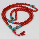 Inlaid Brass Carnelian Stone Mala