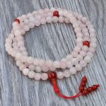 Rose Quartz Stone Japa Mala with Carnelian Spacer