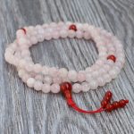 Rose Quartz Stone Japa Mala with Carnelian Spacer